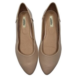 CAPA DE OZONO | Tan Vegan Leather Pointed Toe Casual Neutral Slip On Flats 6